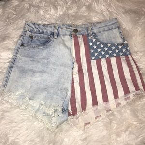 American Flag Jean Shorts